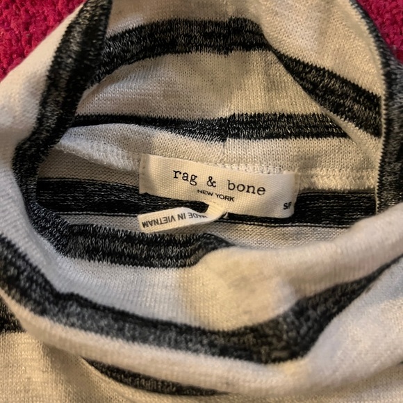 NWOT Rag & Bone Grey Knit Stripe Long Sleeve Turtleneck - Picture 4 of 6